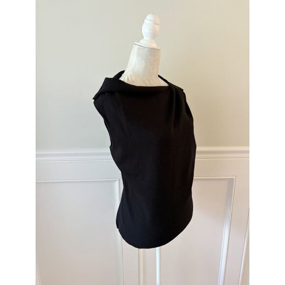Reiss Miranda Drape Shoulder Top Black Stretch Knit L - Picture 7 of 11